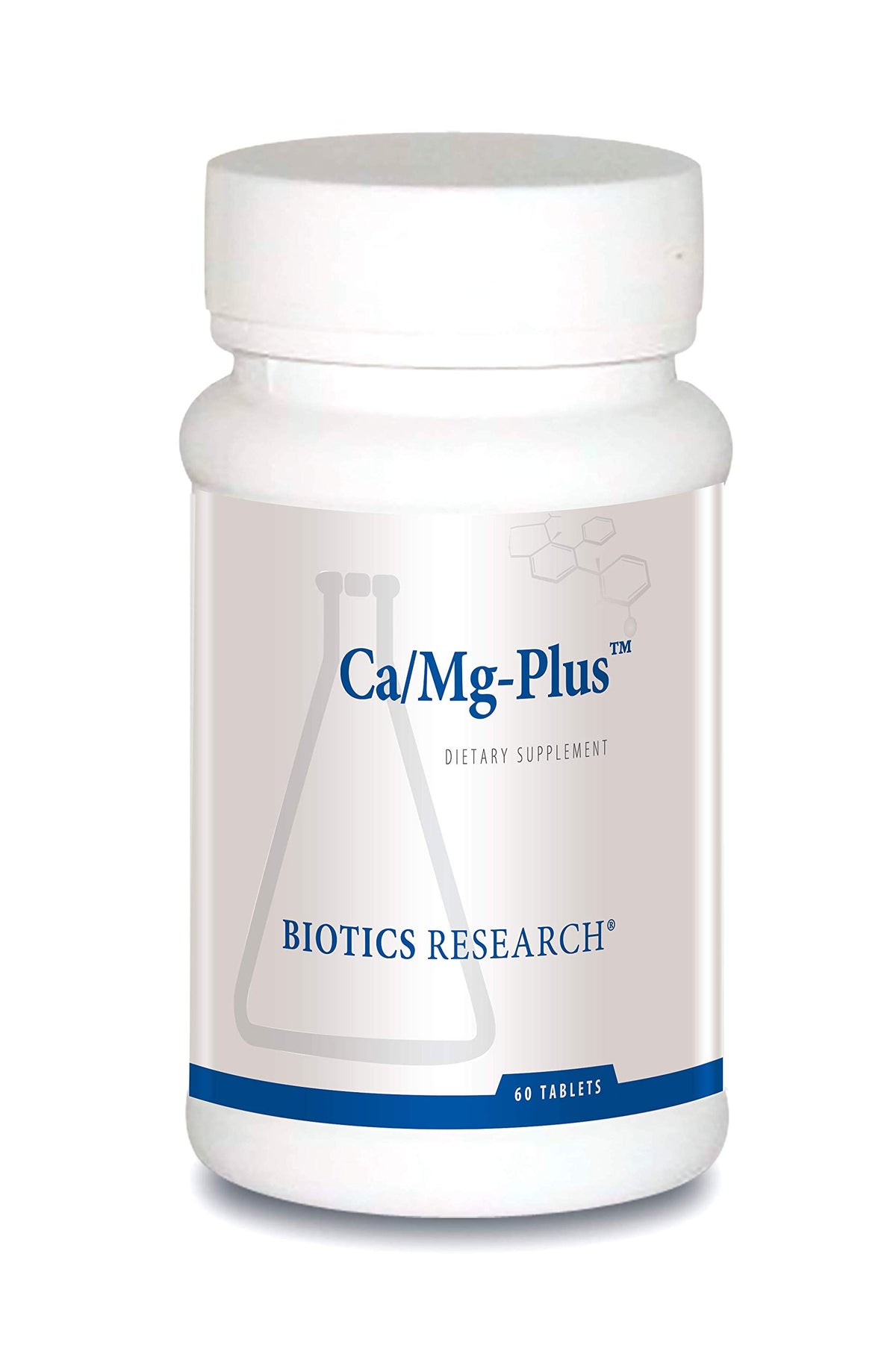 BIOTICS RESEARCH CaMg-Plus vista frontal del envase mostrando presentación y beneficios