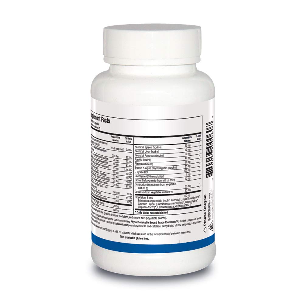 BIOTICS RESEARCH detalle de la etiqueta con ingredientes clave y beneficios