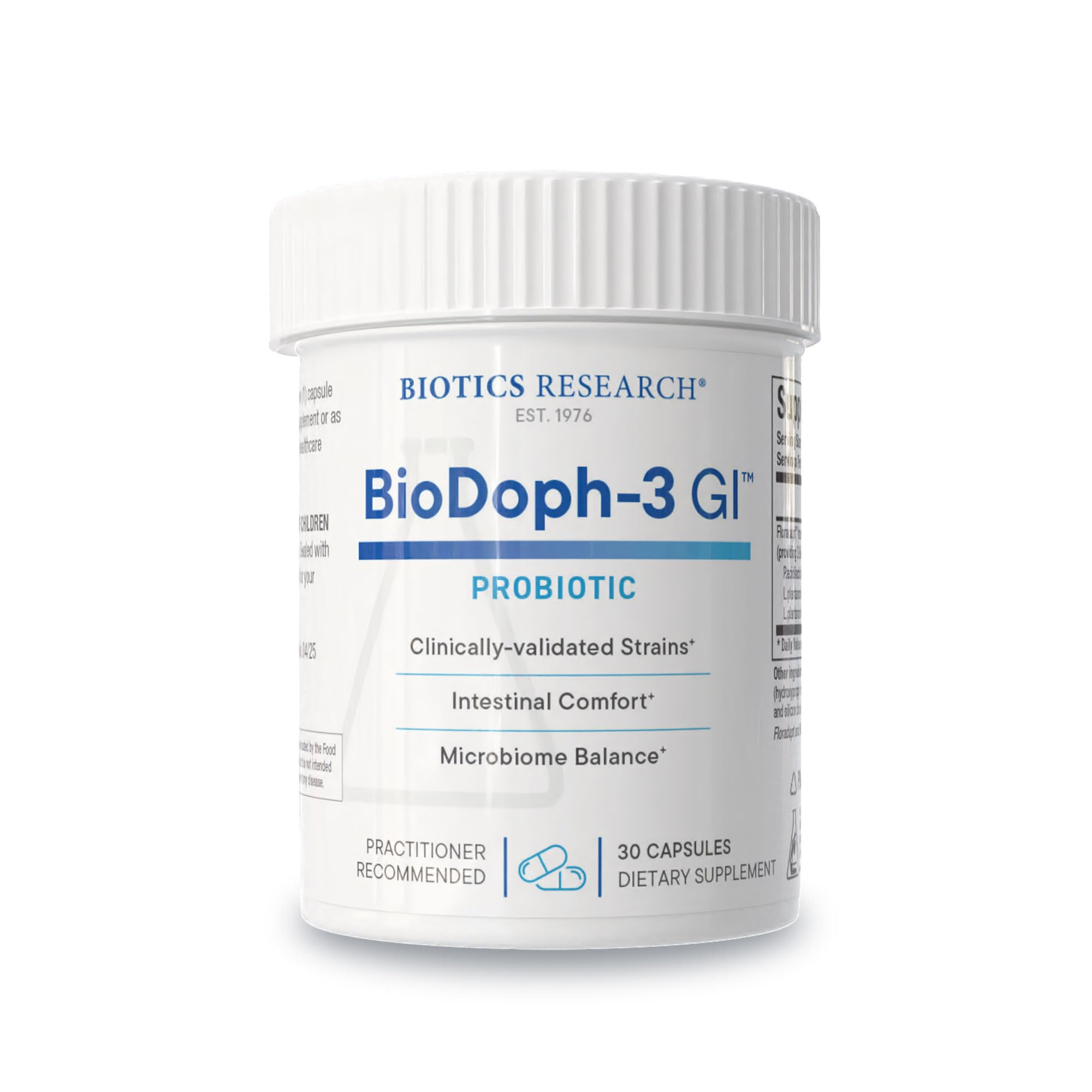 BIOTICS RESEARCH frente del envase mostrando diseño y cantidad de cápsulas