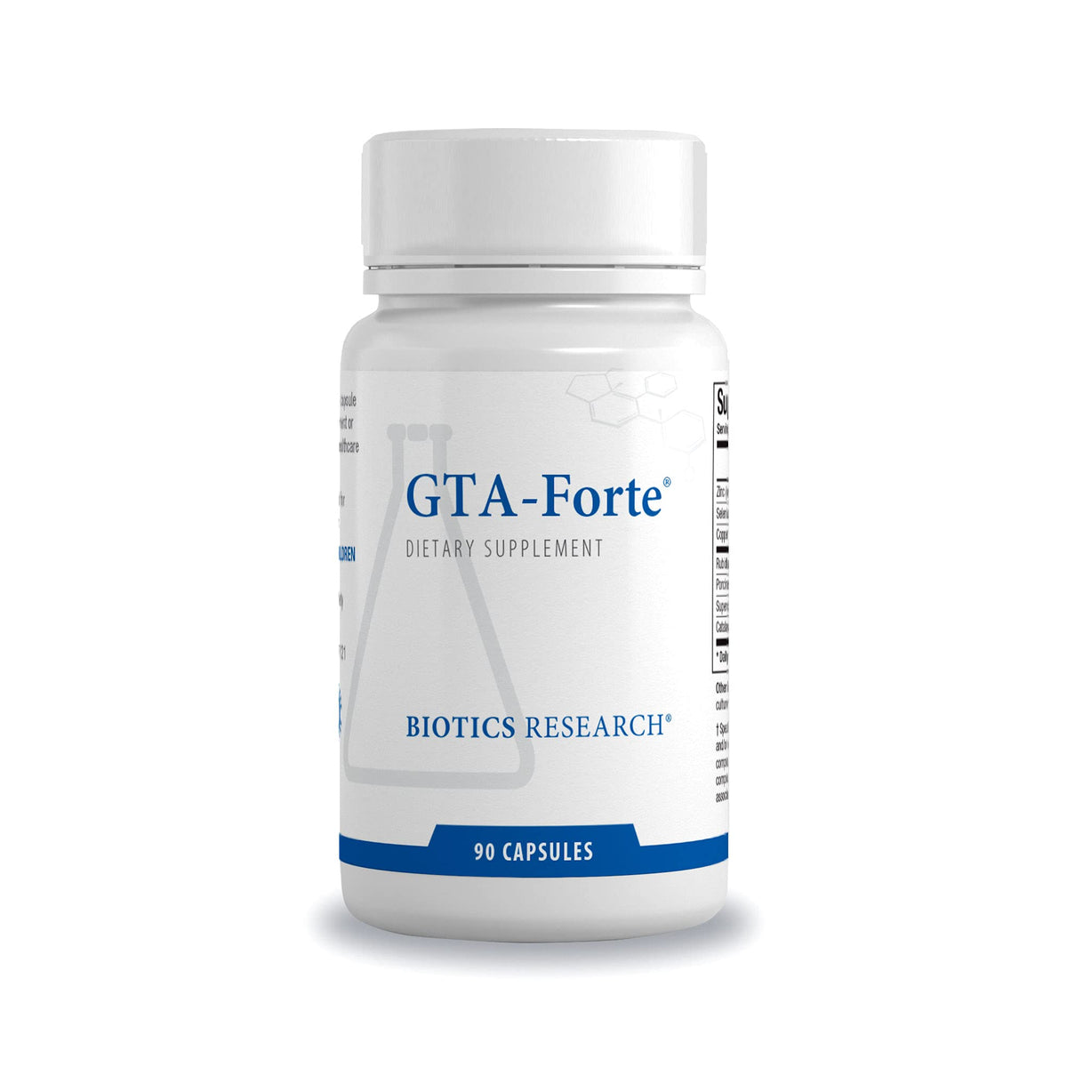 BIOTICS RESEARCH GTA-Forte frontal del envase mostrando 90 cápsulas y marca