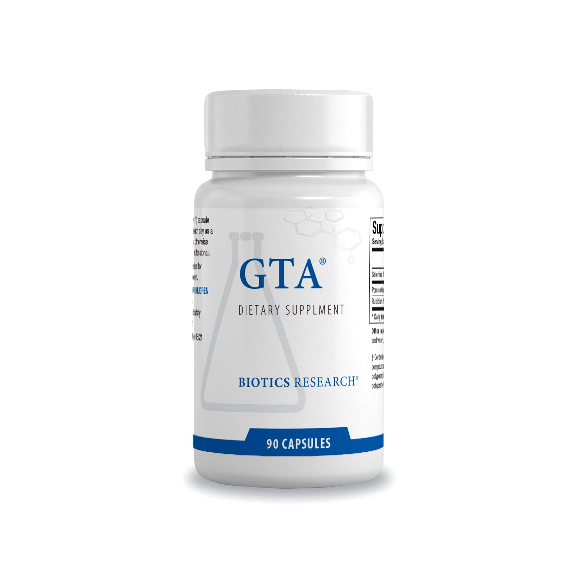 Biotics Research envase GTA frontal mostrando producto y beneficios