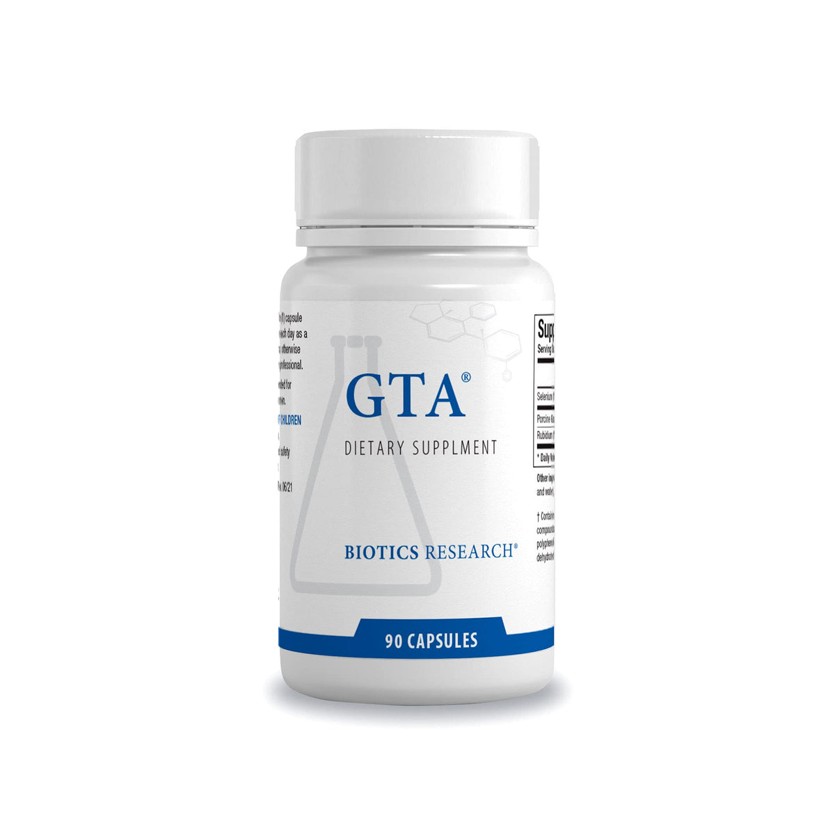 Biotics Research envase GTA frontal mostrando producto y beneficios