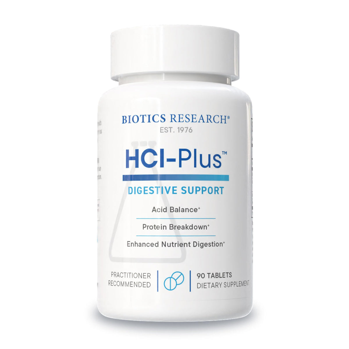 BIOTICS RESEARCH frente del envase mostrando tabletas y beneficio digestivo