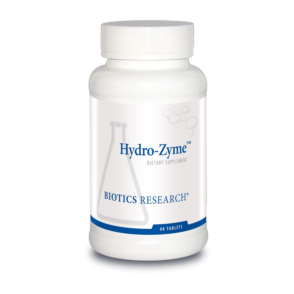 BIOTICS RESEARCH envase frontal que muestra Hydro-Zyme y beneficios digestivos