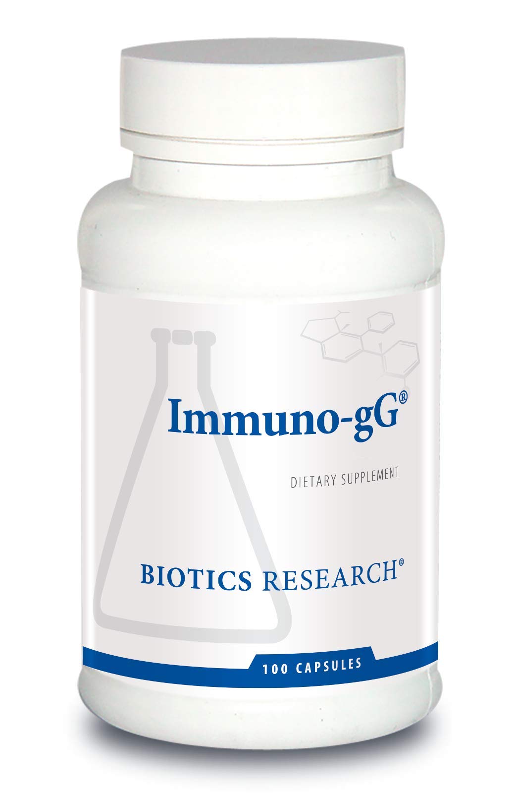 BIOTICS RESEARCH frasco frontal mostrando 100 cápsulas y beneficios