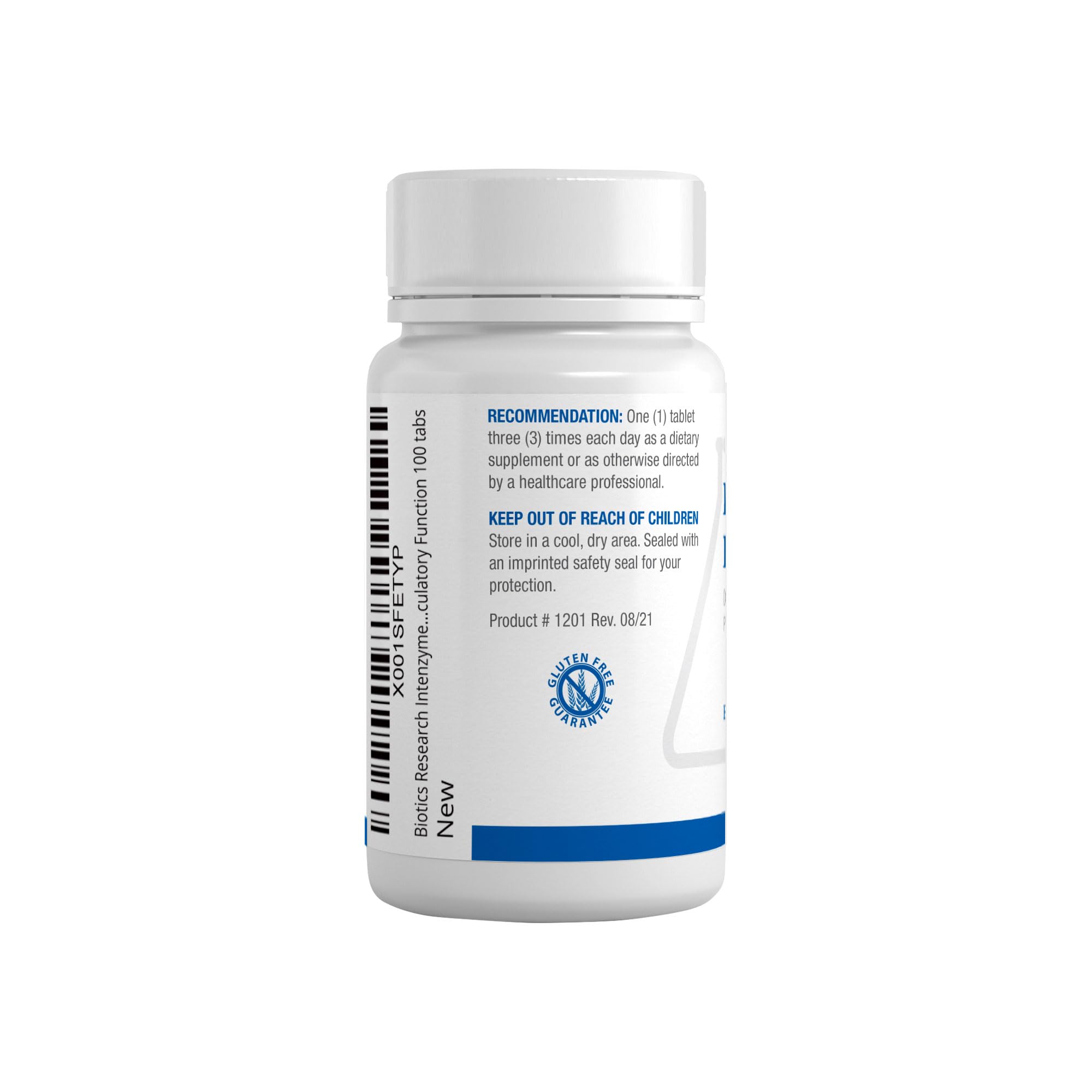 BIOTICS RESEARCH tabletas Intenzyme Forte visibles mostrando fácil dosificación