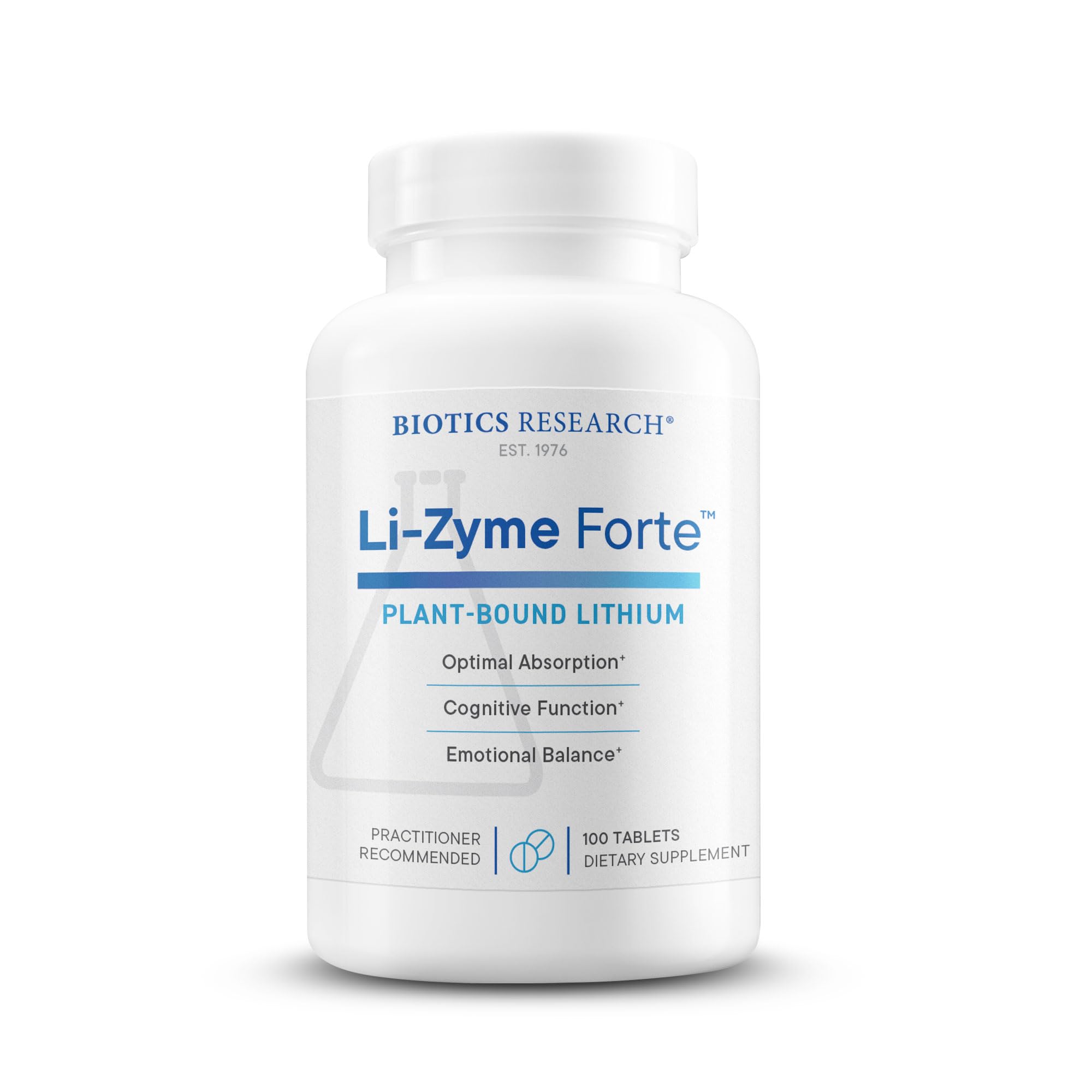 BIOTICS RESEARCH frasco Li Zyme Forte mostrando diseño y claridad
