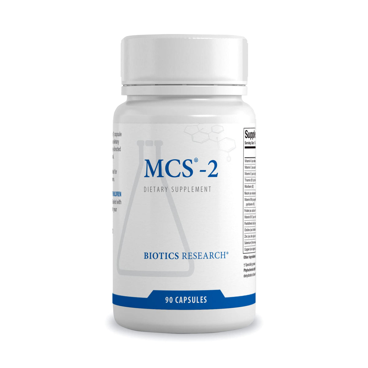 BIOTICS RESEARCH frasco MCS-2 frente mostrando etiqueta y beneficios