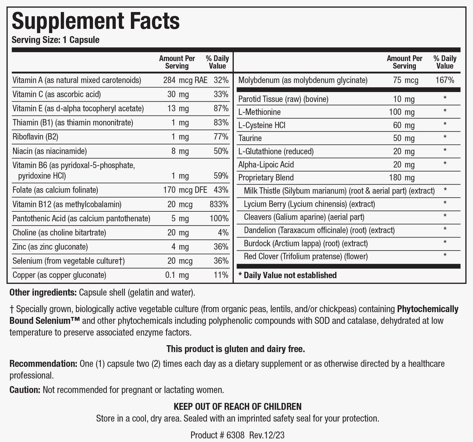 BIOTICS RESEARCH ingredientes clave sobre superficie: cardo mariano y alpha-lipoico