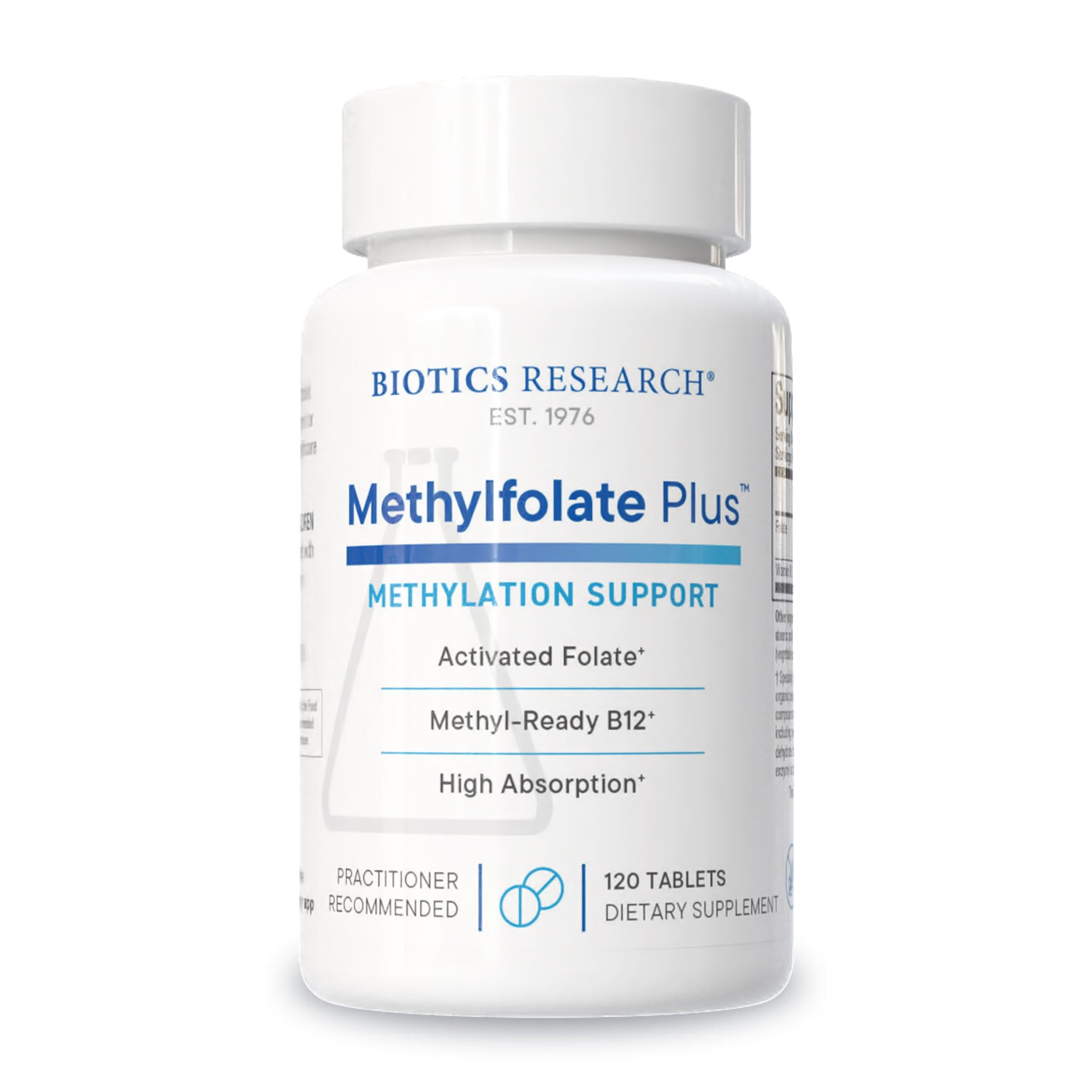 BIOTICS RESEARCH frasco frontal mostrando etiqueta y beneficios clave
