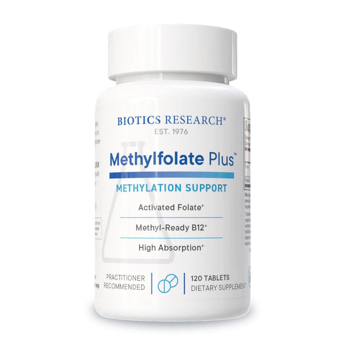 BIOTICS RESEARCH frasco frontal mostrando etiqueta y beneficios clave