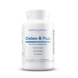 BIOTICS RESEARCH envase frontal de Osteo B Plus mostrando presentación 180 tabletas y beneficios