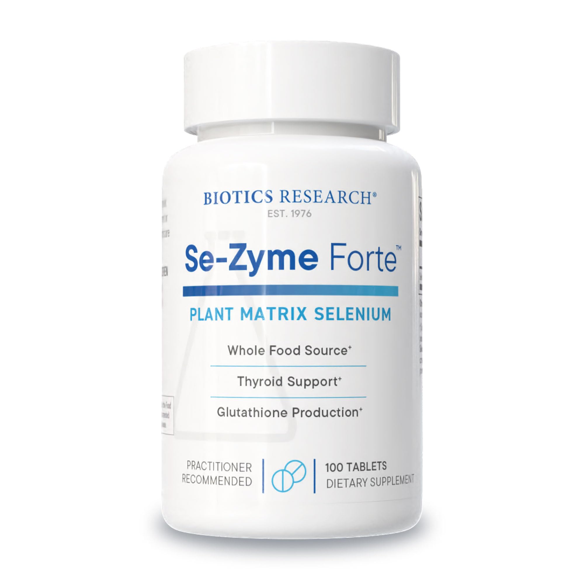 BIOTICS RESEARCH envase frontal mostrando selenio y beneficio tiroideo