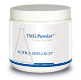 Biotics Research frasco frontal del TMG Powder mostrando presentación y ventaja limpieza