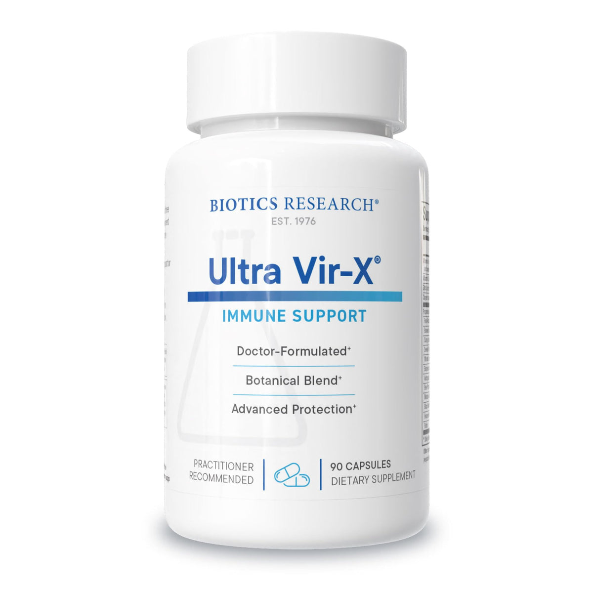 BIOTICS RESEARCH frasco frontal mostrando la marca y beneficios