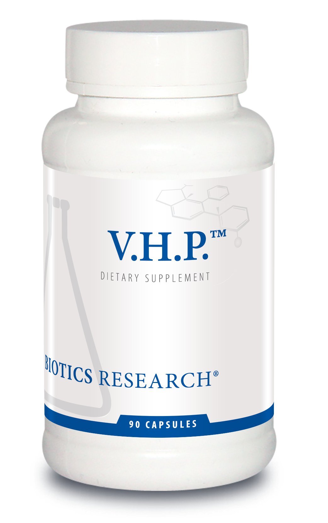 BIOTICS RESEARCH frasco V.H.P. frontal mostrando diseño y tamaño conveniente