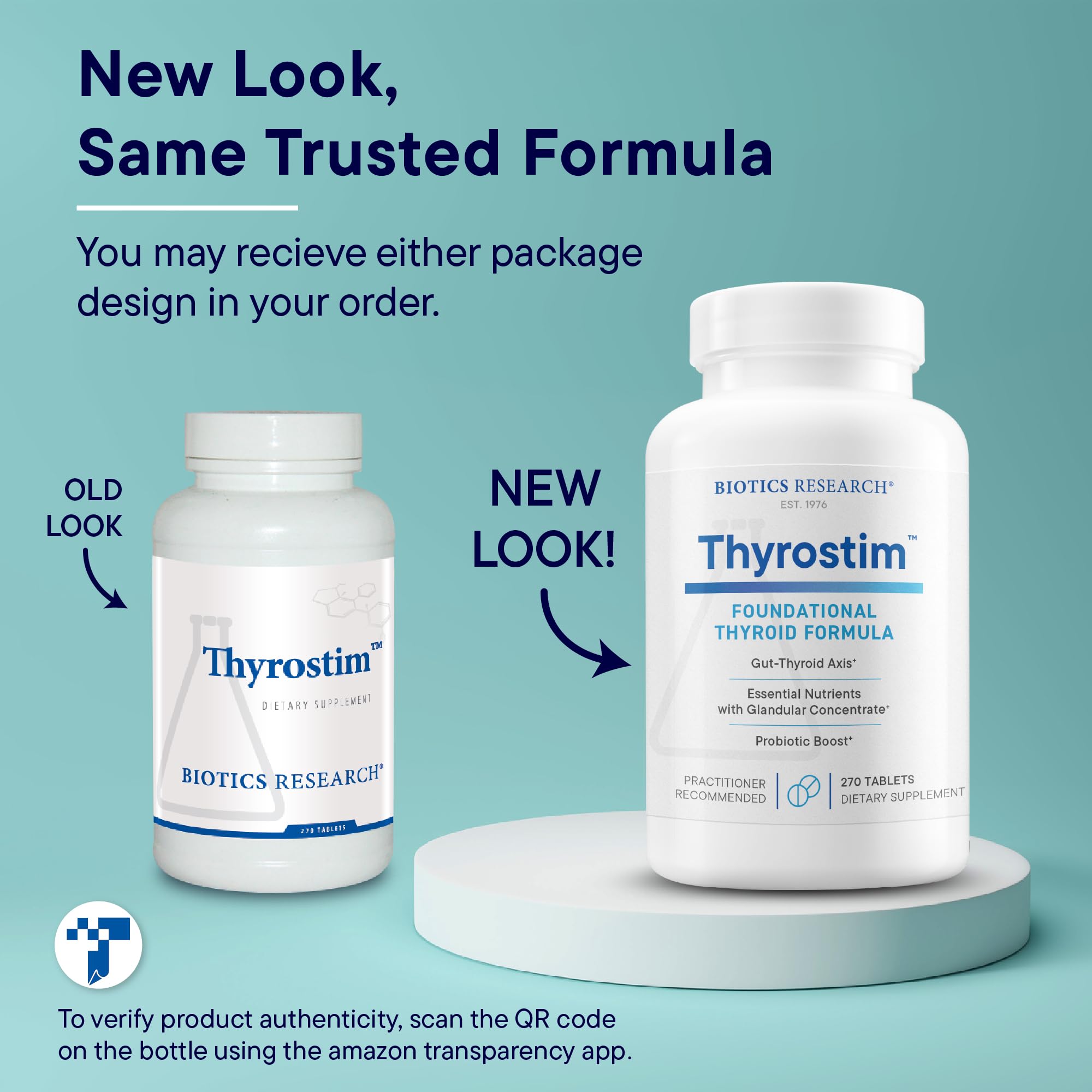 BIOTICS RESEARCH etiqueta nutricional de Thyrostim con ingredientes y dosificación