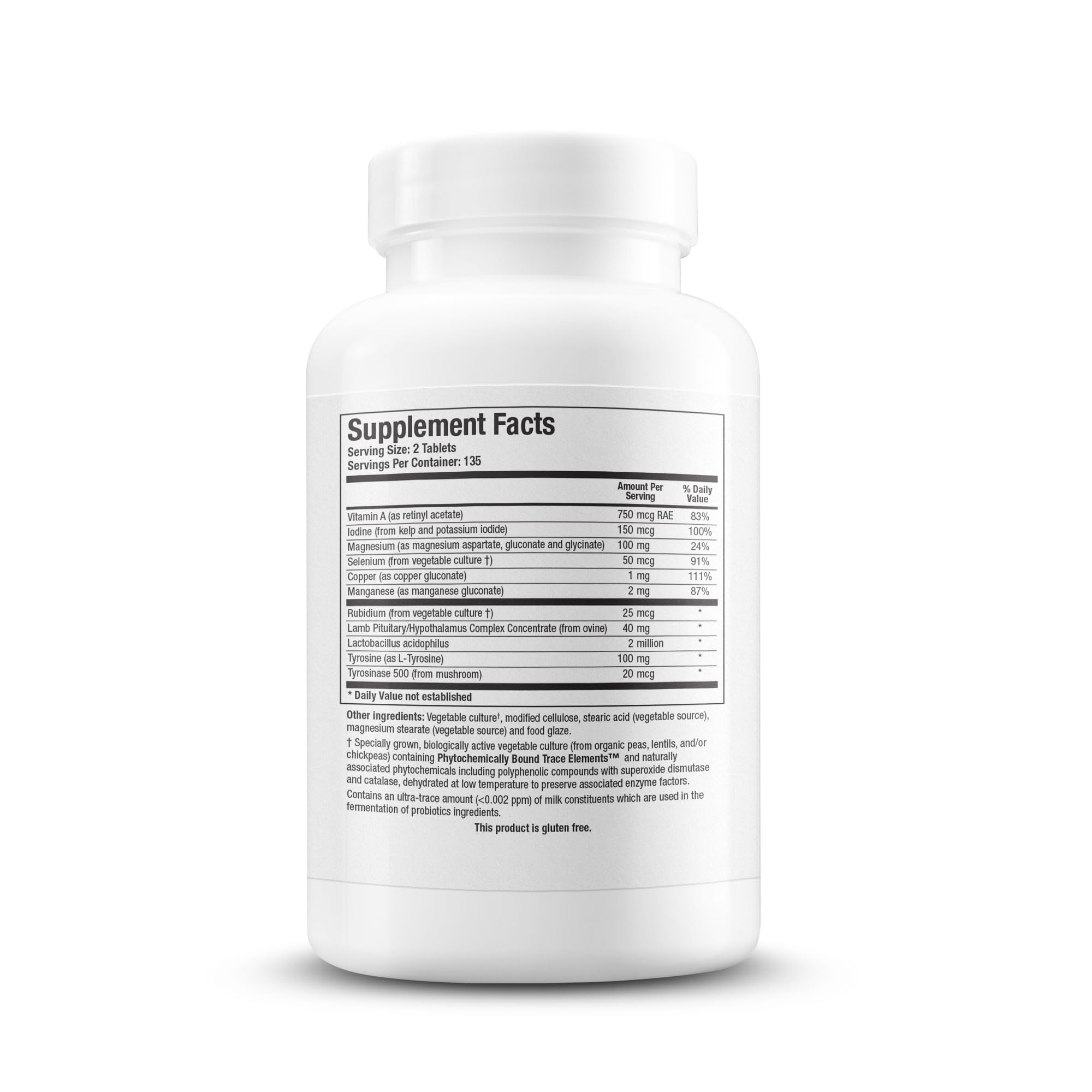 BIOTICS RESEARCH close-up de tabletas Thyrostim destacando textura y calidad