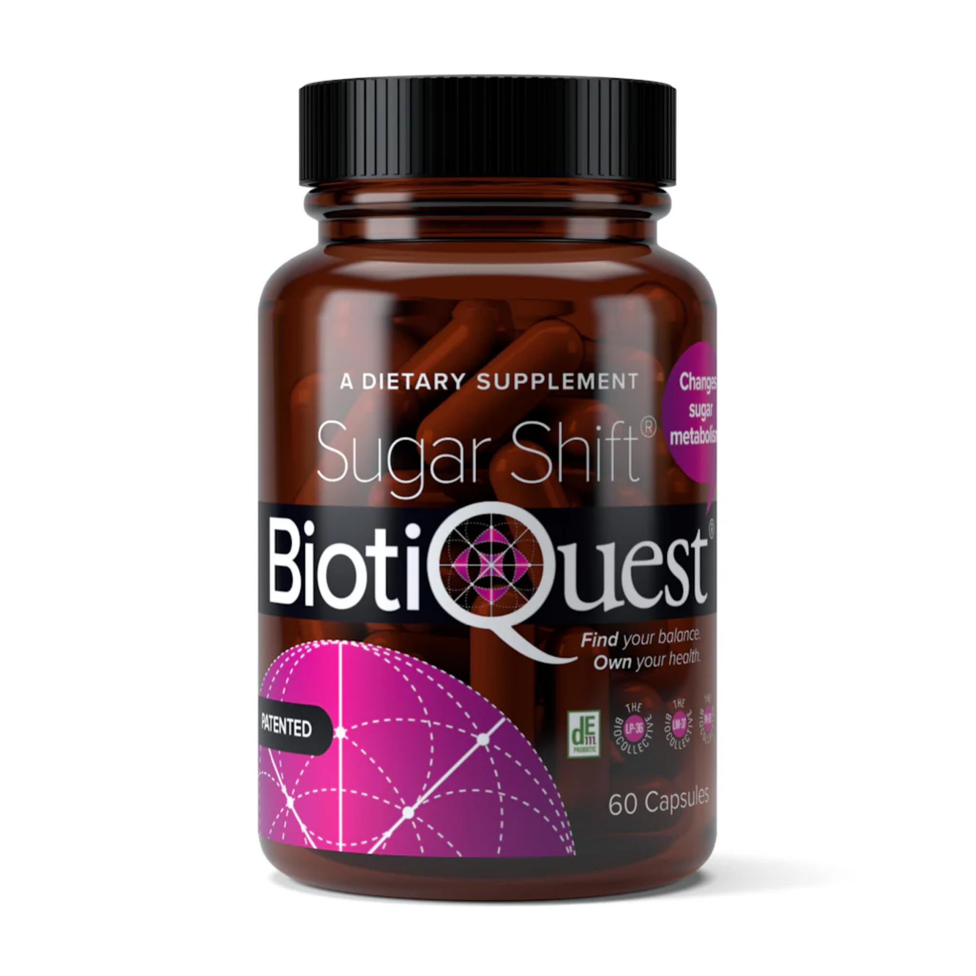 BiotiQuest frasco frontal mostrando etiqueta clara y beneficios