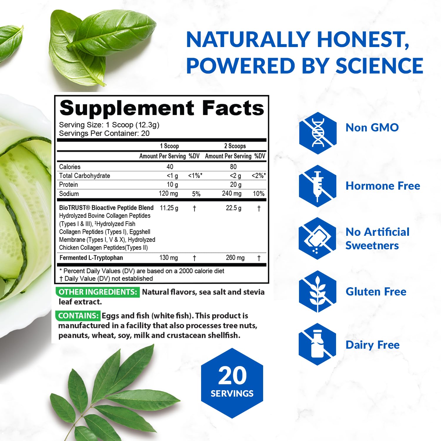 BioTrust etiqueta de ingredientes visible, transparencia y prueba de calidad