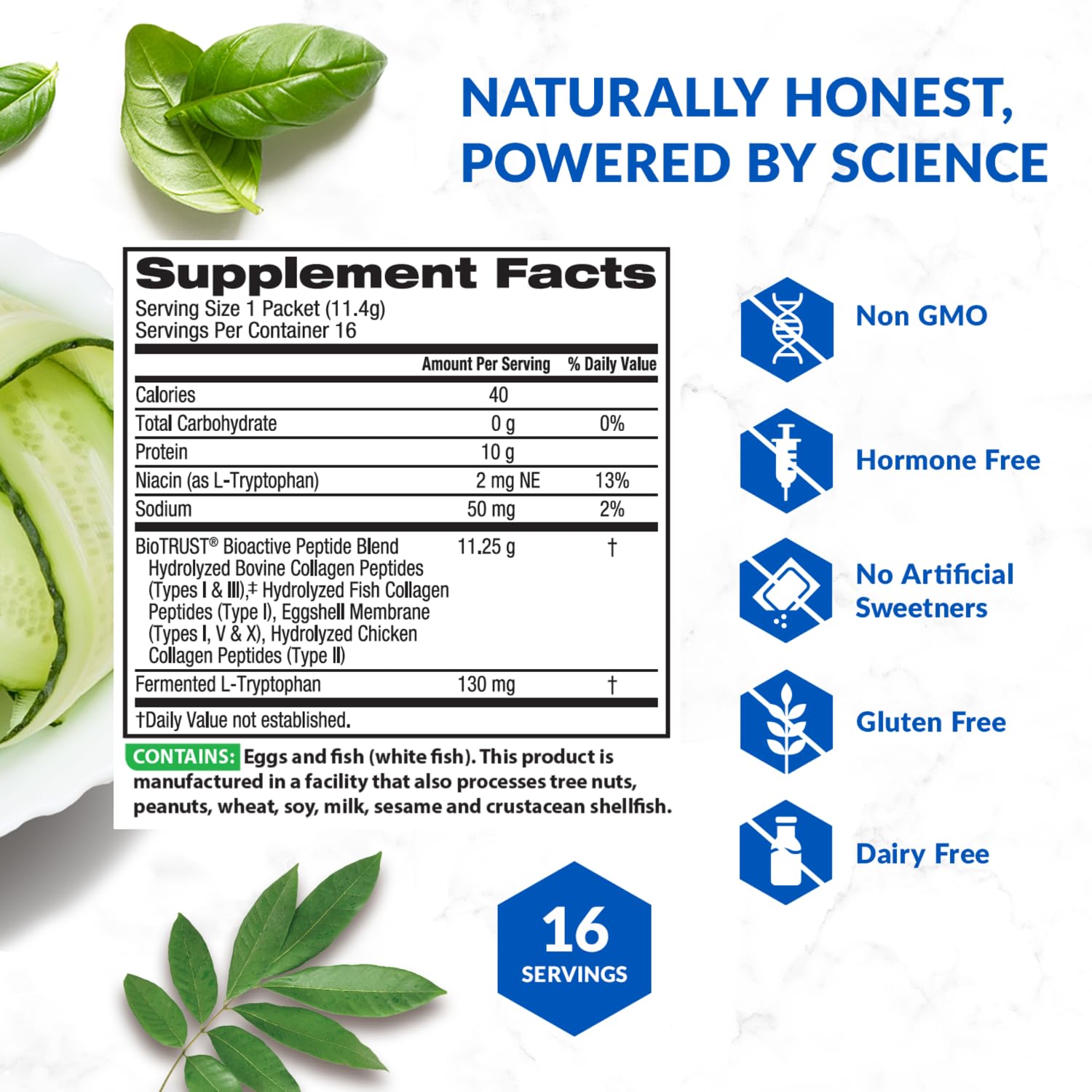BioTrust etiqueta con lista de ingredientes y certificaciones claras