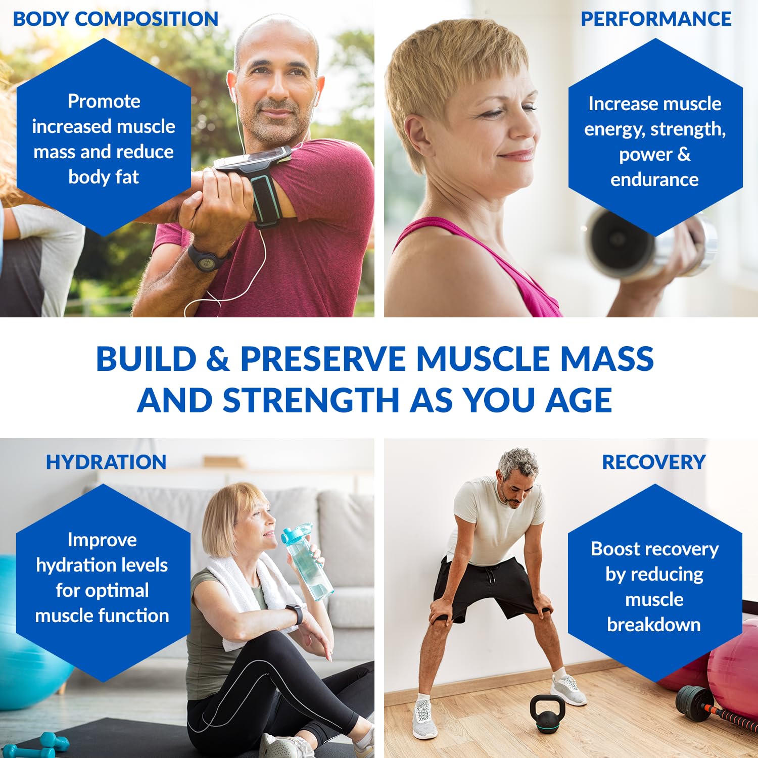 Batido y yogur con BioTrust Ageless Muscle demostrando uso diario sencillo
