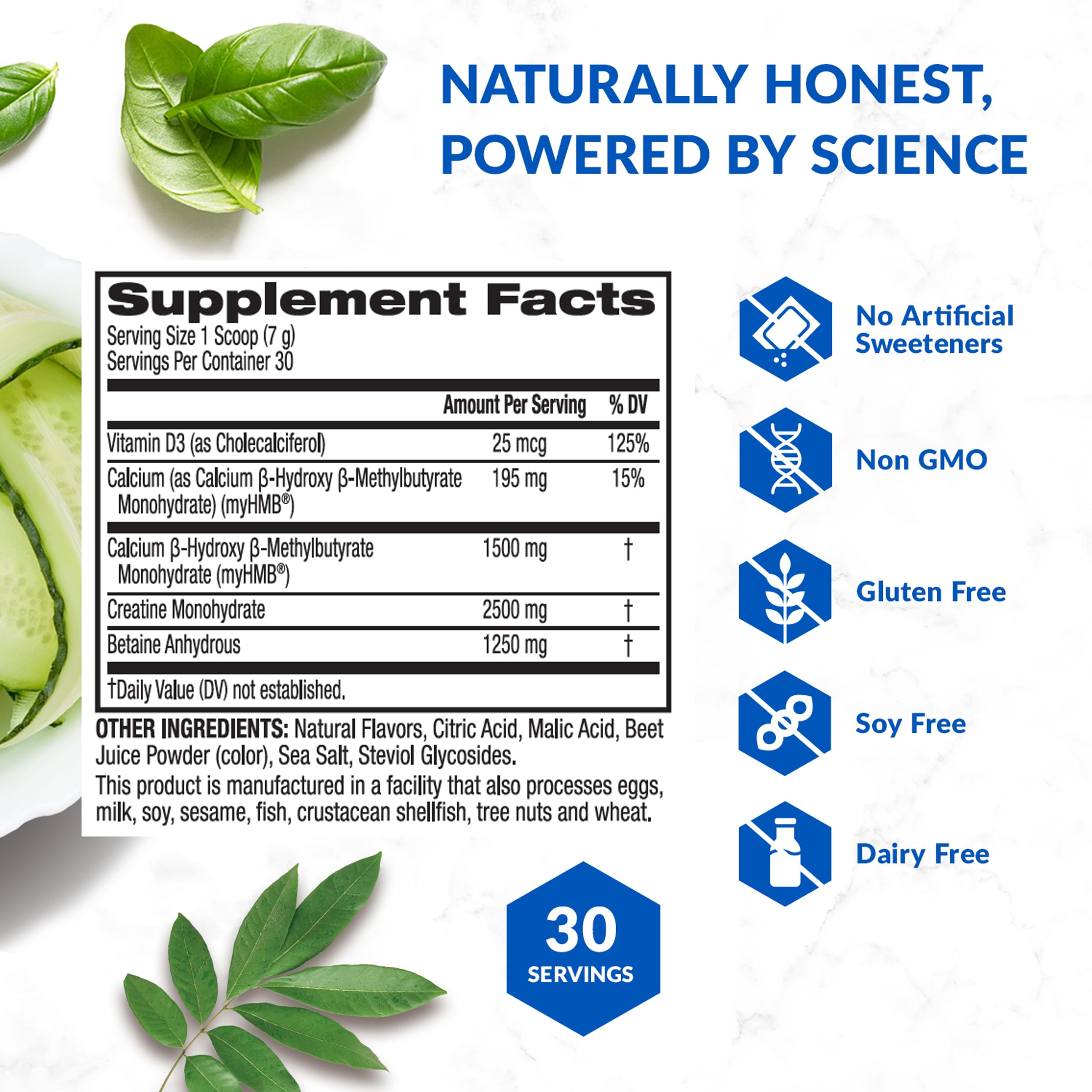Etiqueta de BioTrust Ageless Muscle con lista de creatina HMB y vitamina D3