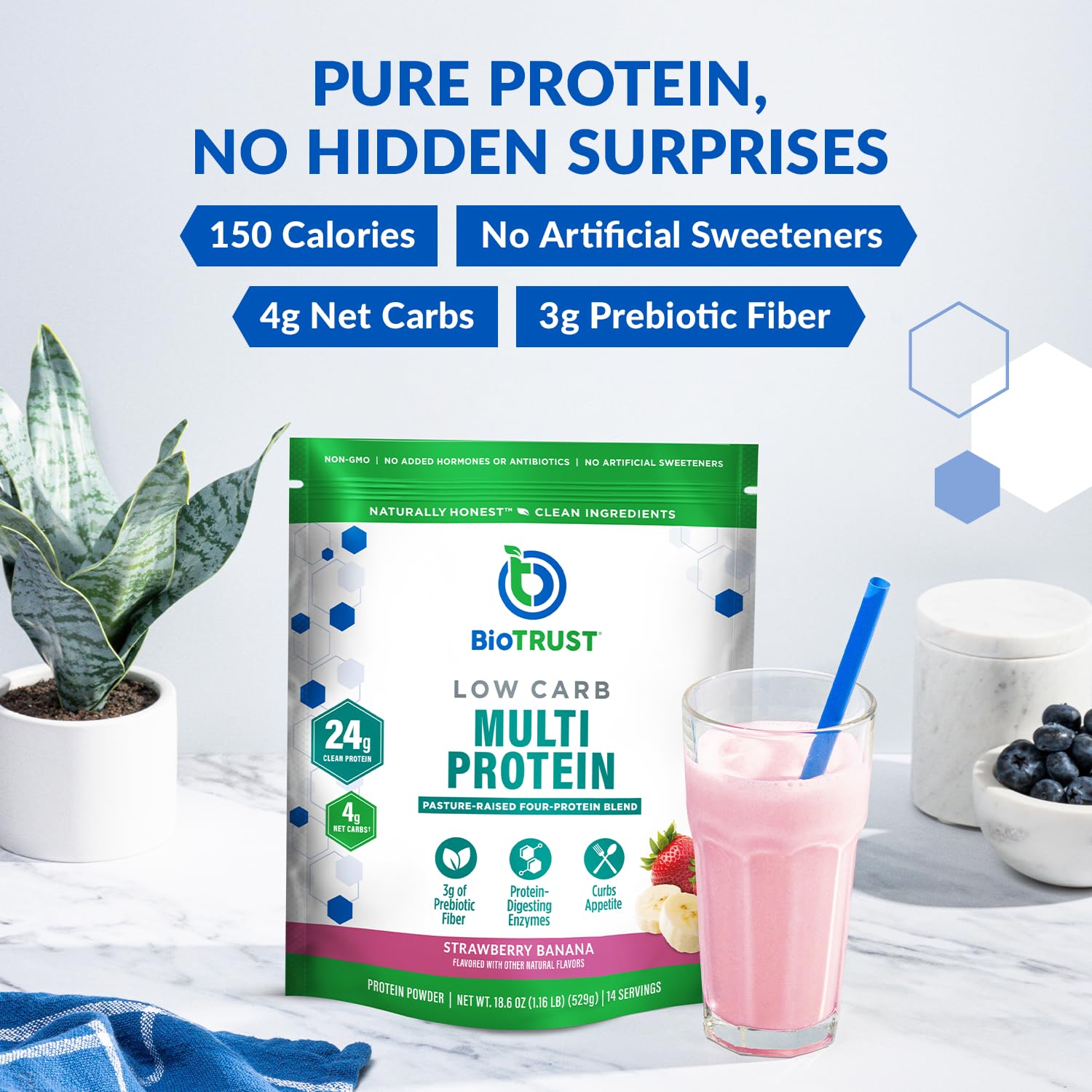 BioTrust batido en vaso listo para beber, recuperación postentrenamiento rápida