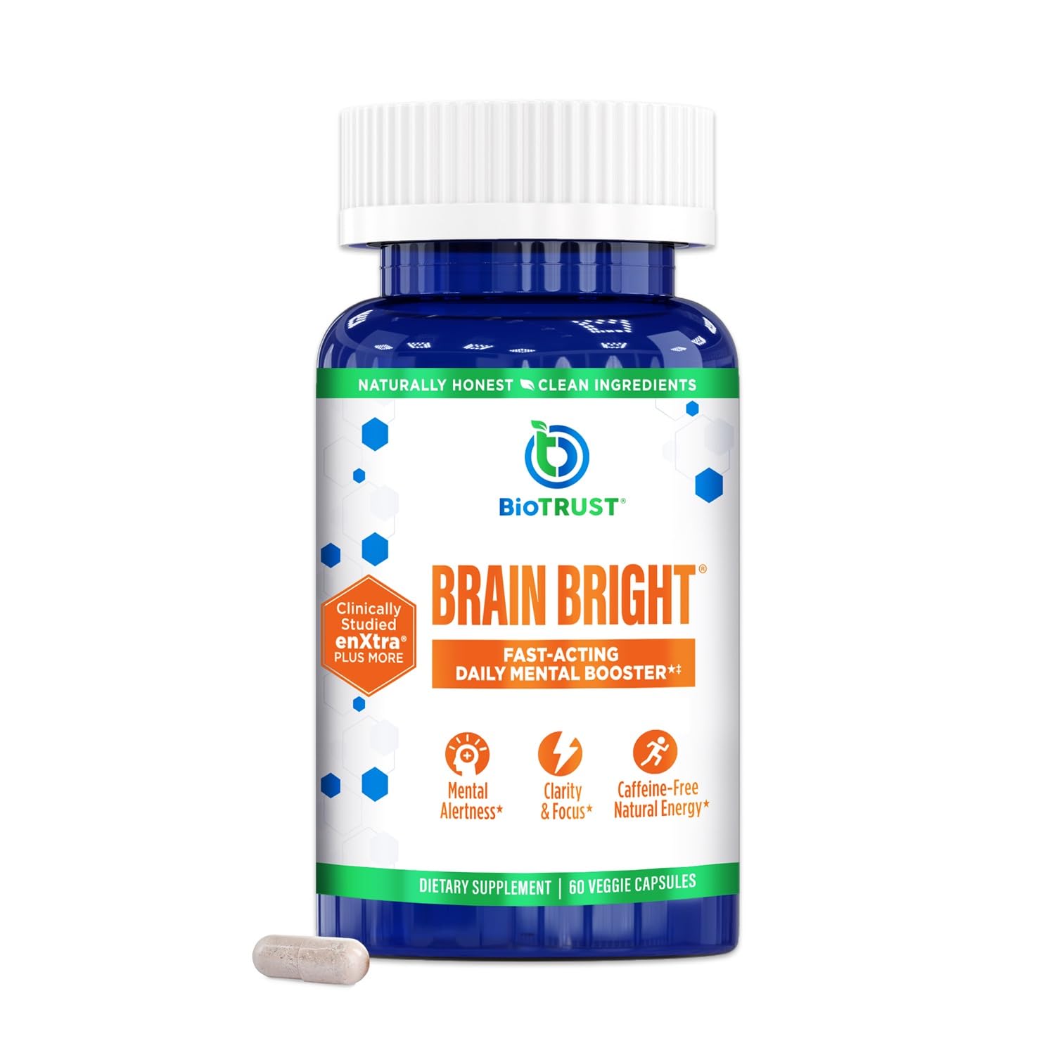 BioTrust envase frontal de Brain Bright mostrando diseño y cantidad