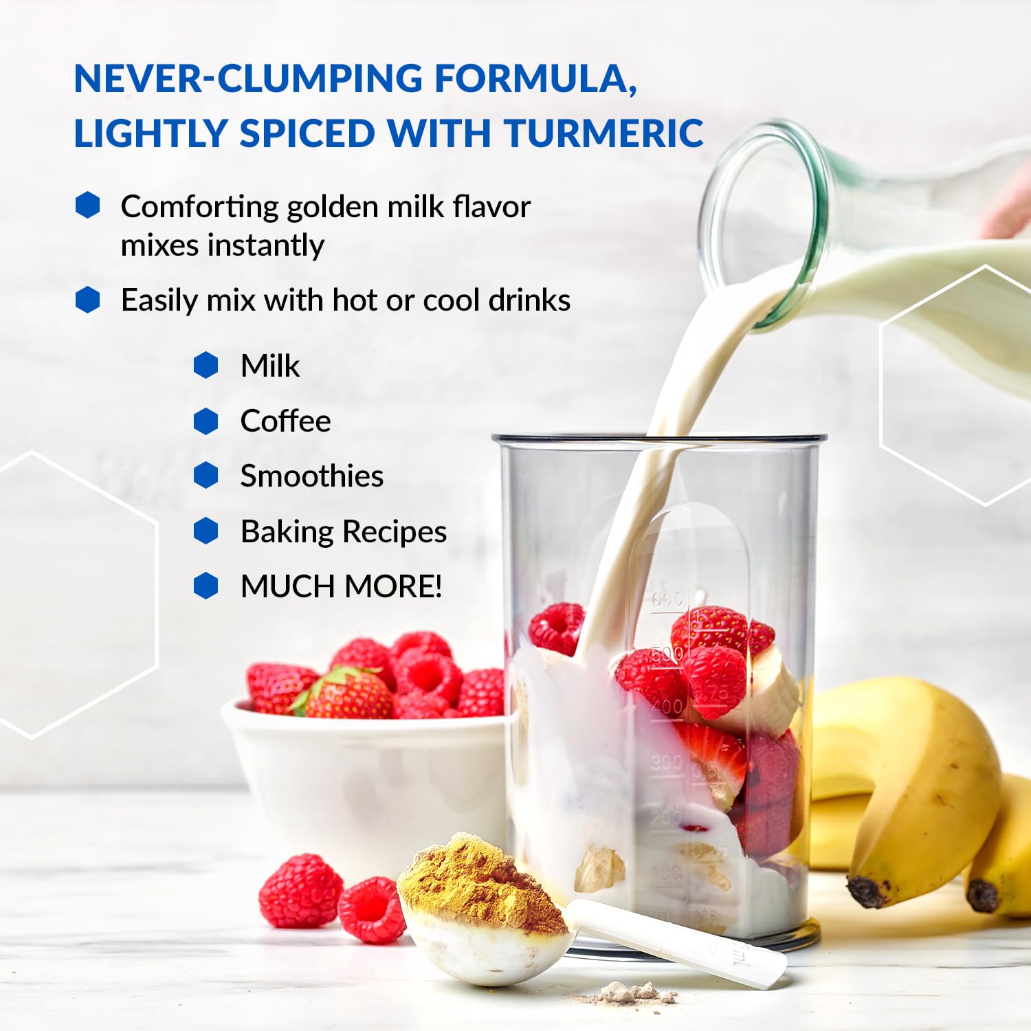 Cucharada medidora con polvo BioTrust Collagen Powder para dosificación precisa