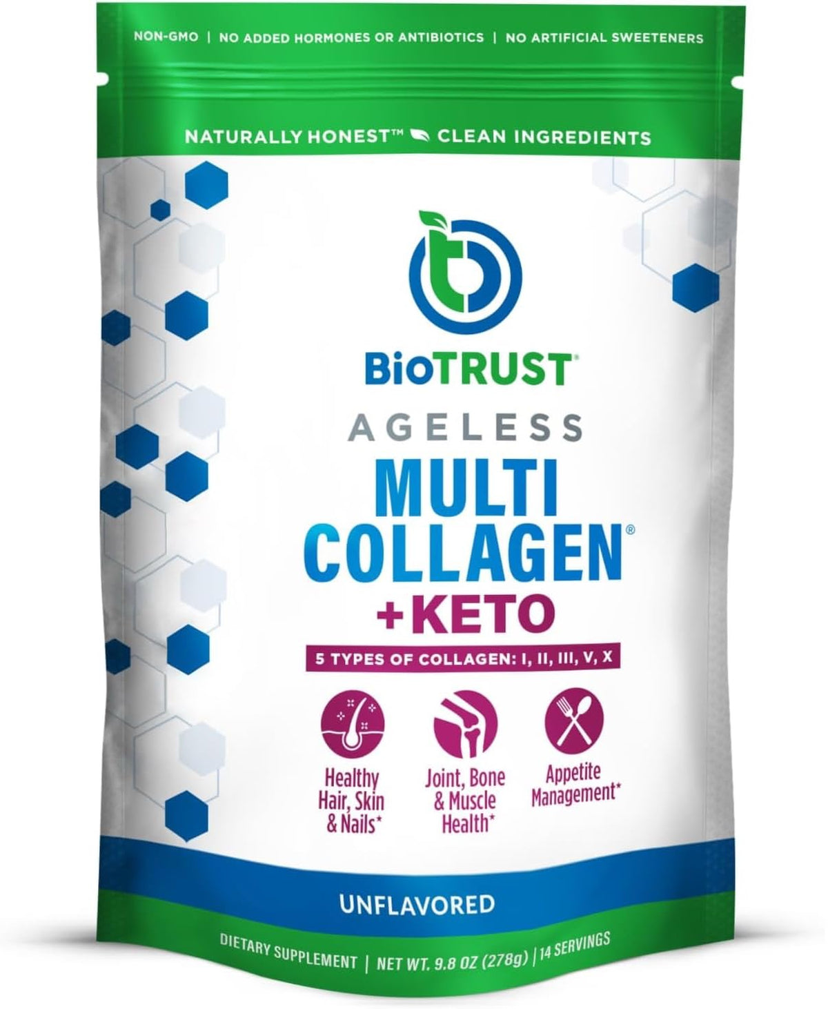BioTrust envase frontal del producto mostrando marca y diseño informativo