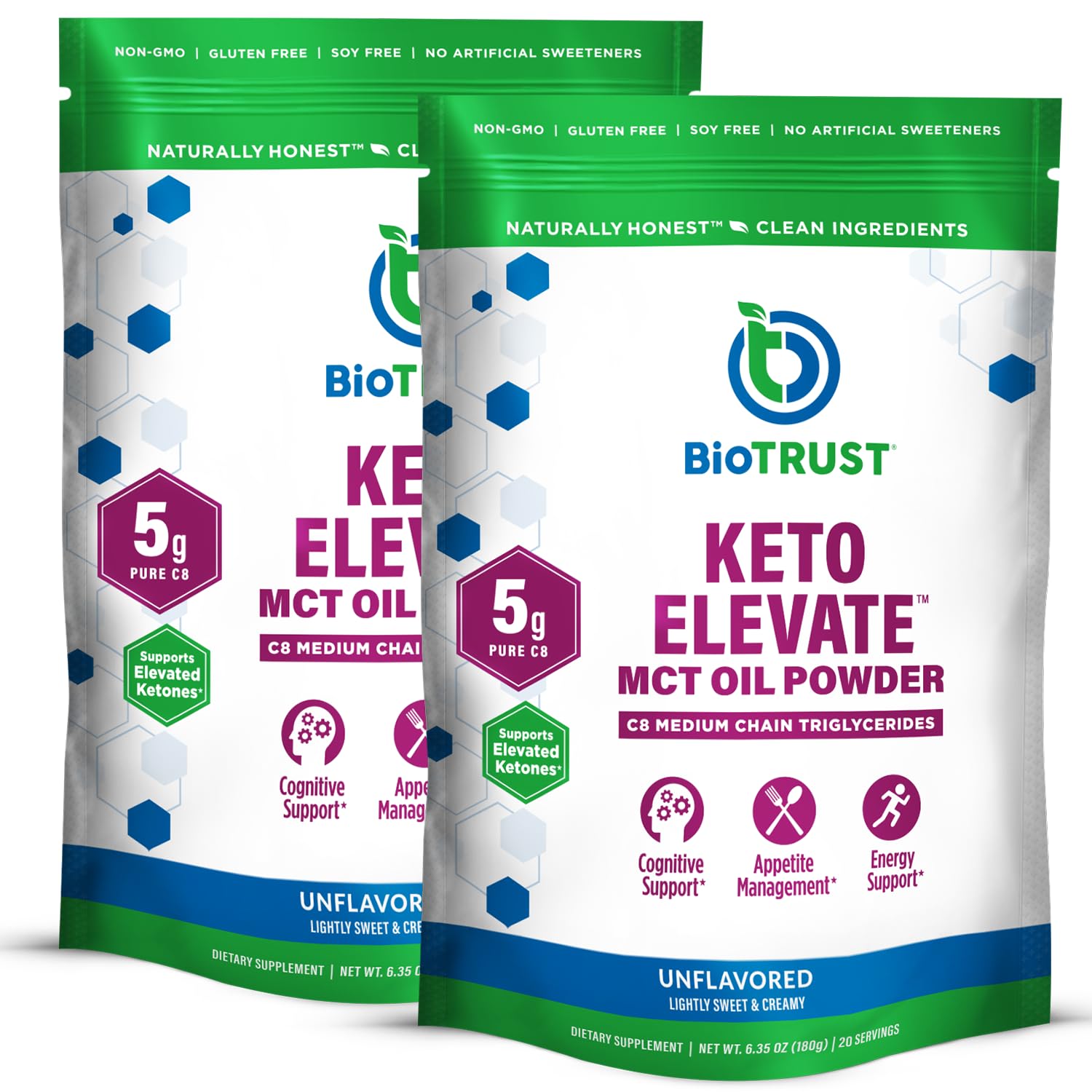 BioTrust envase frontal del Keto Elevate mostrando diseño y porciones