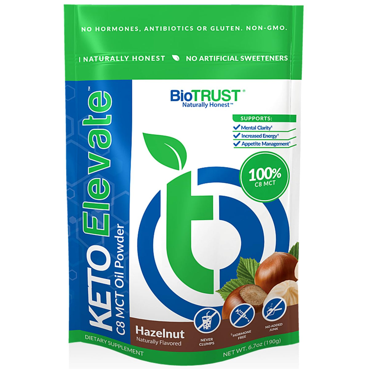 BioTrust bote frontal del producto con etiqueta clara y beneficio energético