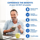 Cuchara medidora con porción de BioTrust Keto Elevate para referencia de tamaño
