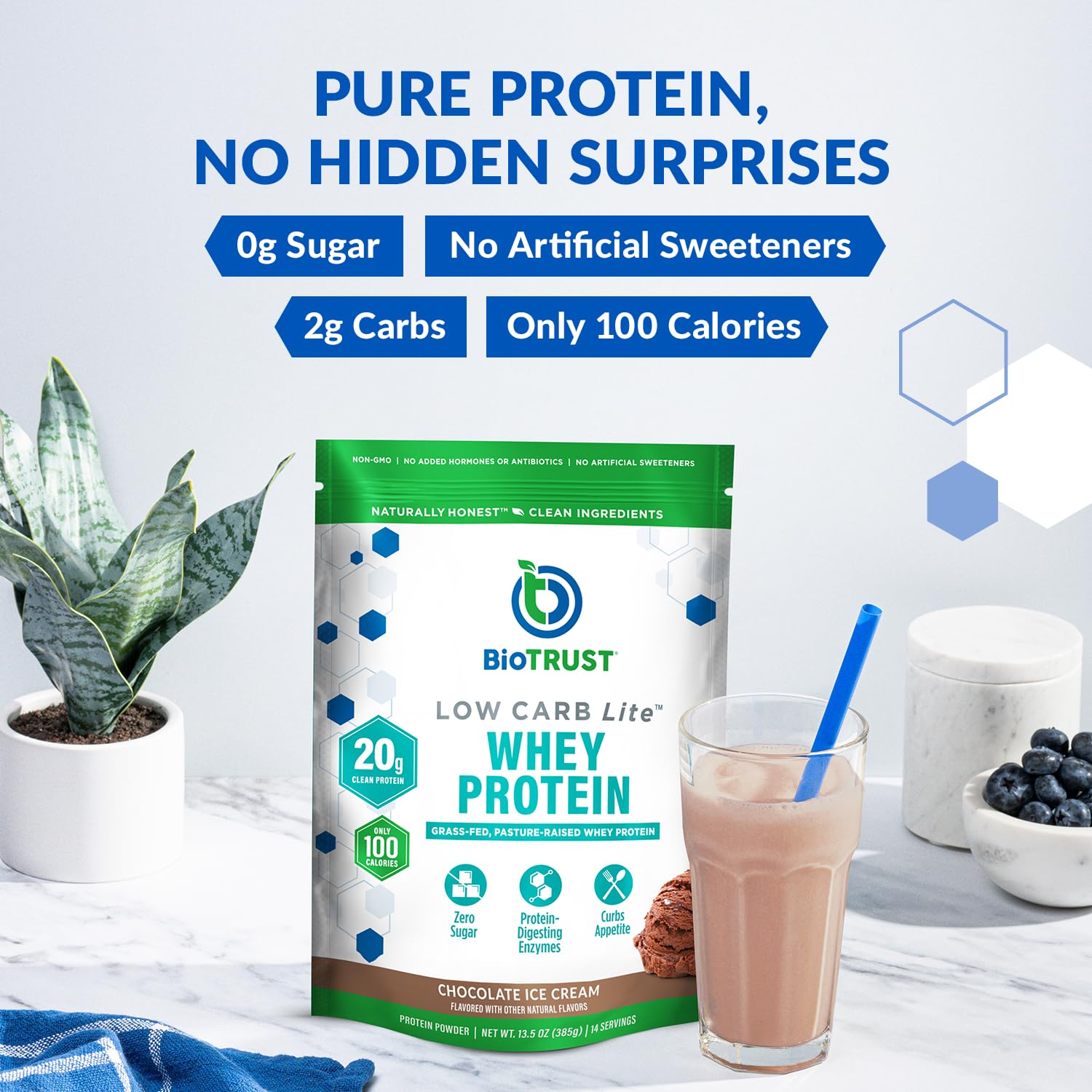 BioTrust ingrediente whey de vacas alimentadas con pasto, calidad superior