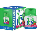 BioTrust frasco Mojo H2O frente mostrando sabor fresa sandía y conveniencia