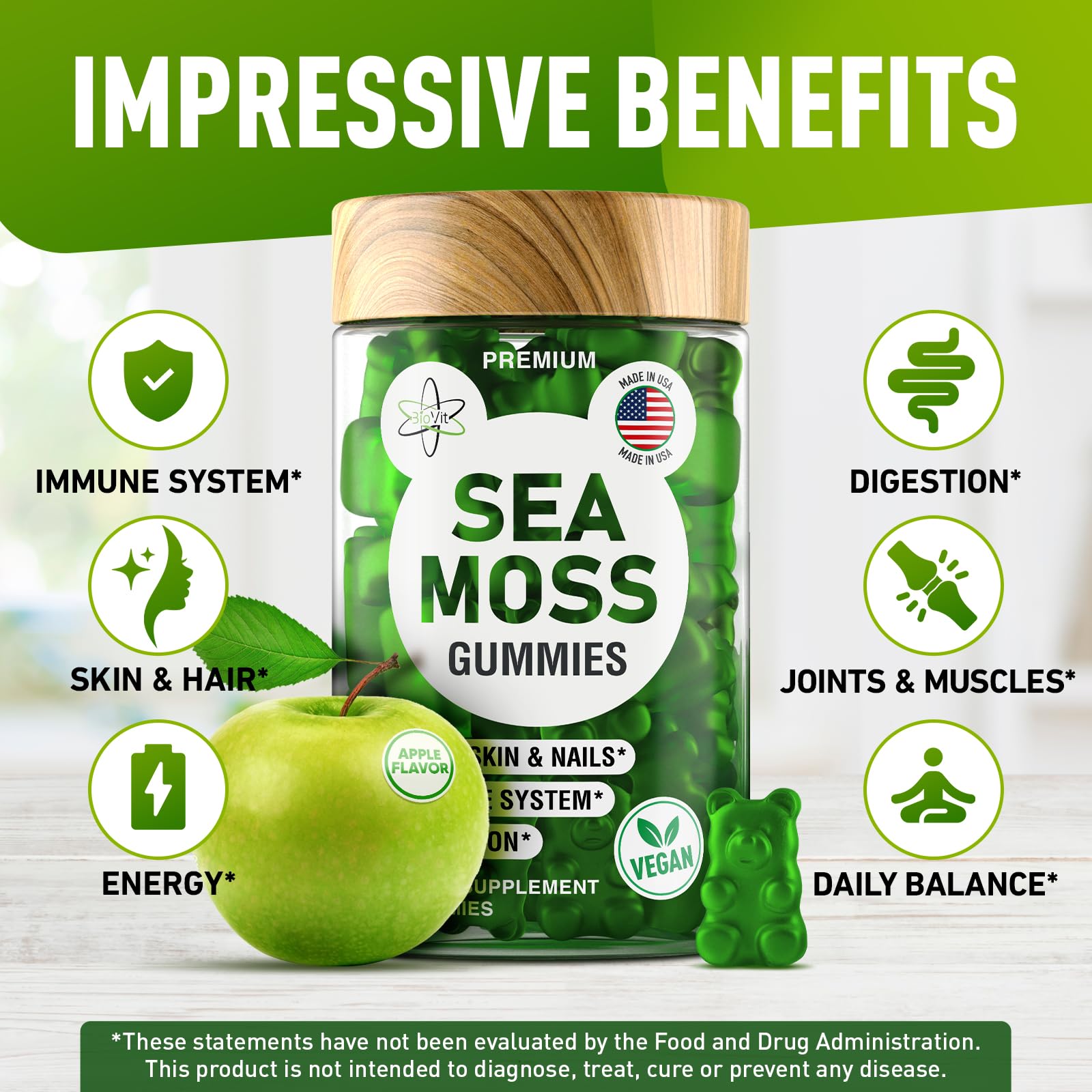 BioVit ingredientes sea moss bladderwrack burdock mostrando origen natural