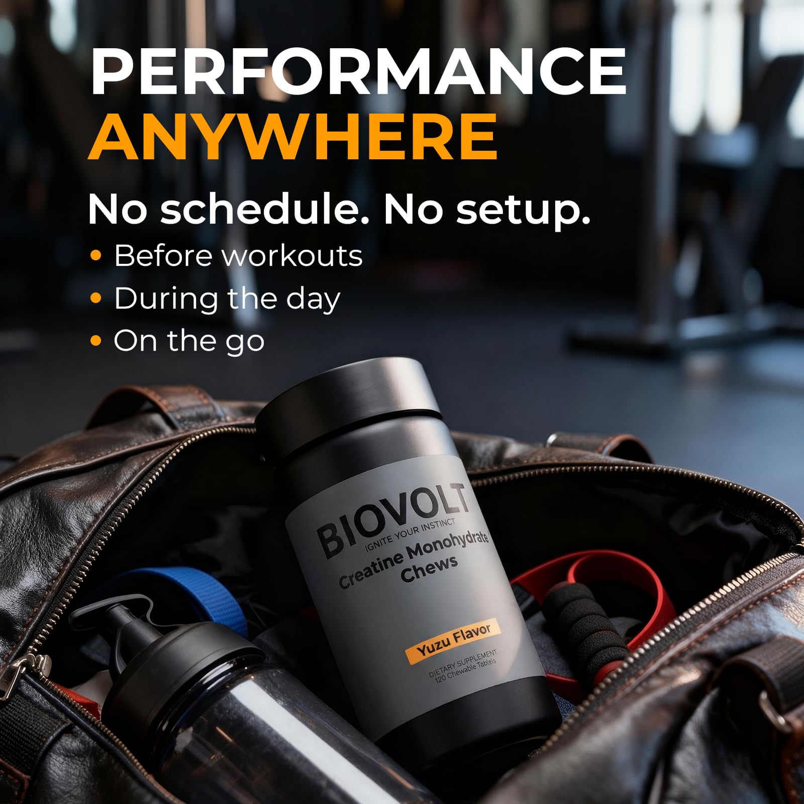 BIOVOLT tabletas junto a fruta yuzu destacando sabor refrescante