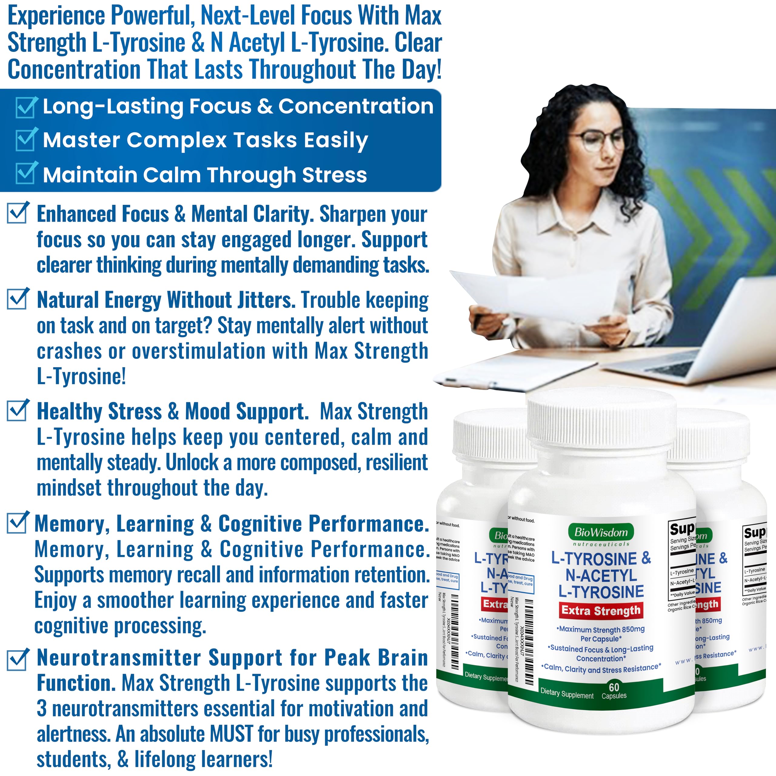 BioWisdom Nutraceuticals mano sosteniendo cápsulas para comparar tamaño