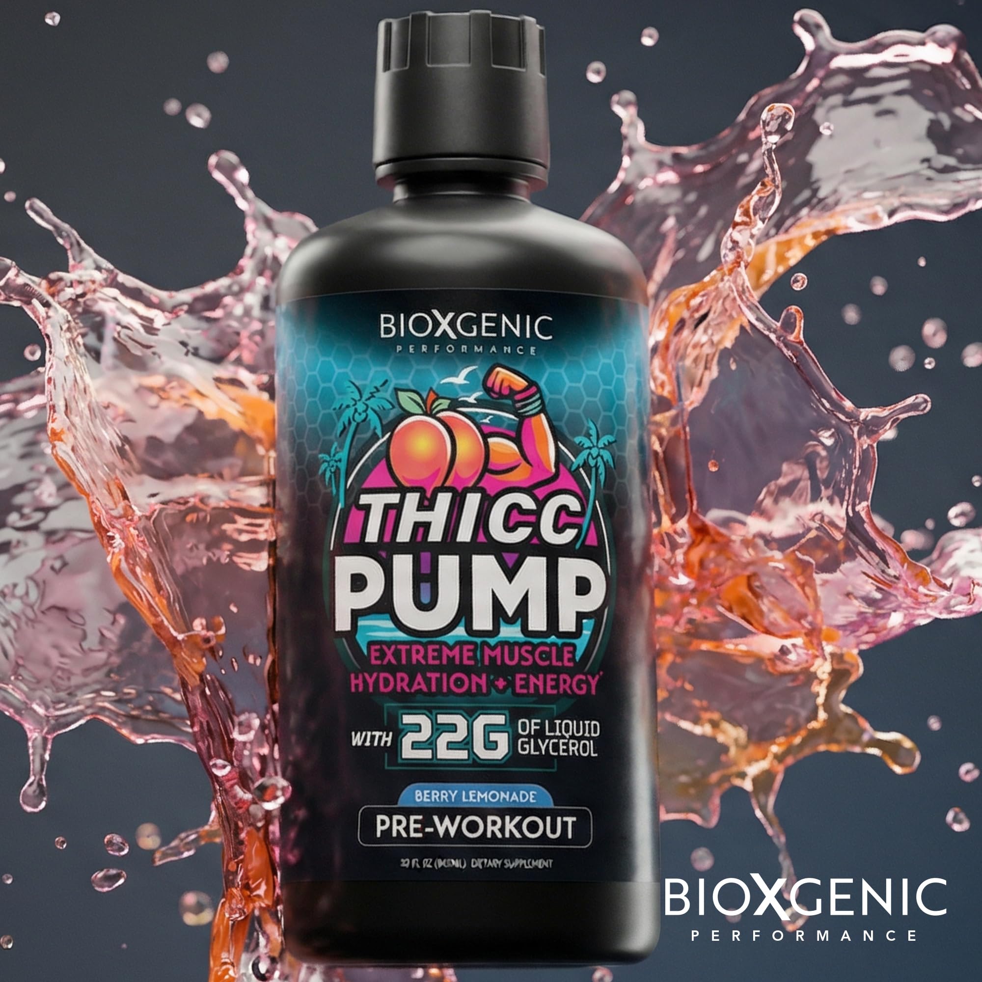 BioXgenic vaso con Berry Lemonade servido, beneficio sabor refrescante