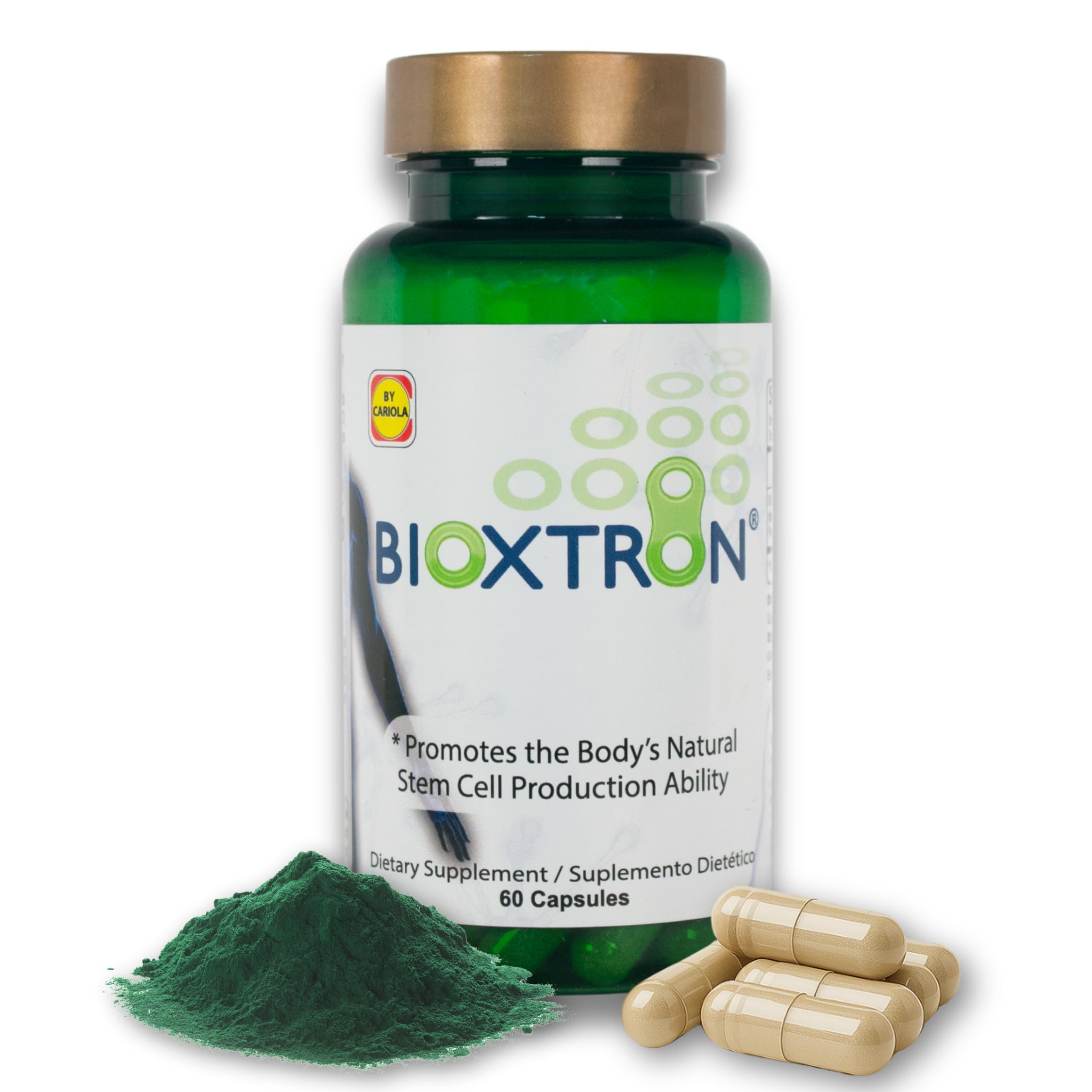 Bioxtron frente del envase mostrando diseño y cantidad de cápsulas