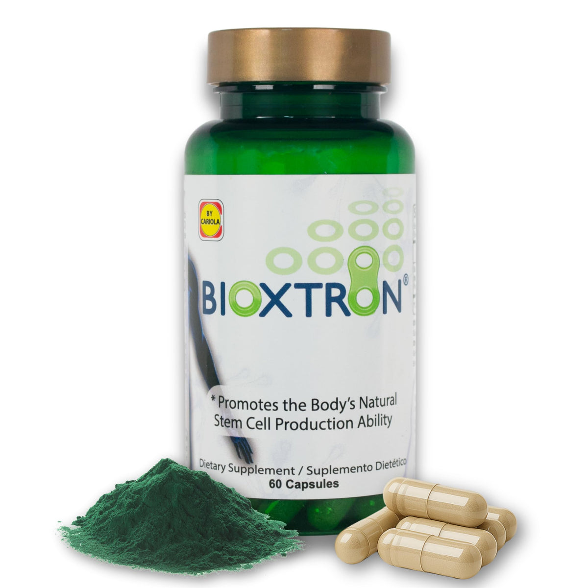 Bioxtron frente del envase mostrando diseño y cantidad de cápsulas