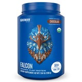 BIRDMAN Falcon frente del envase mostrando 37 servicios y sabor chocolate