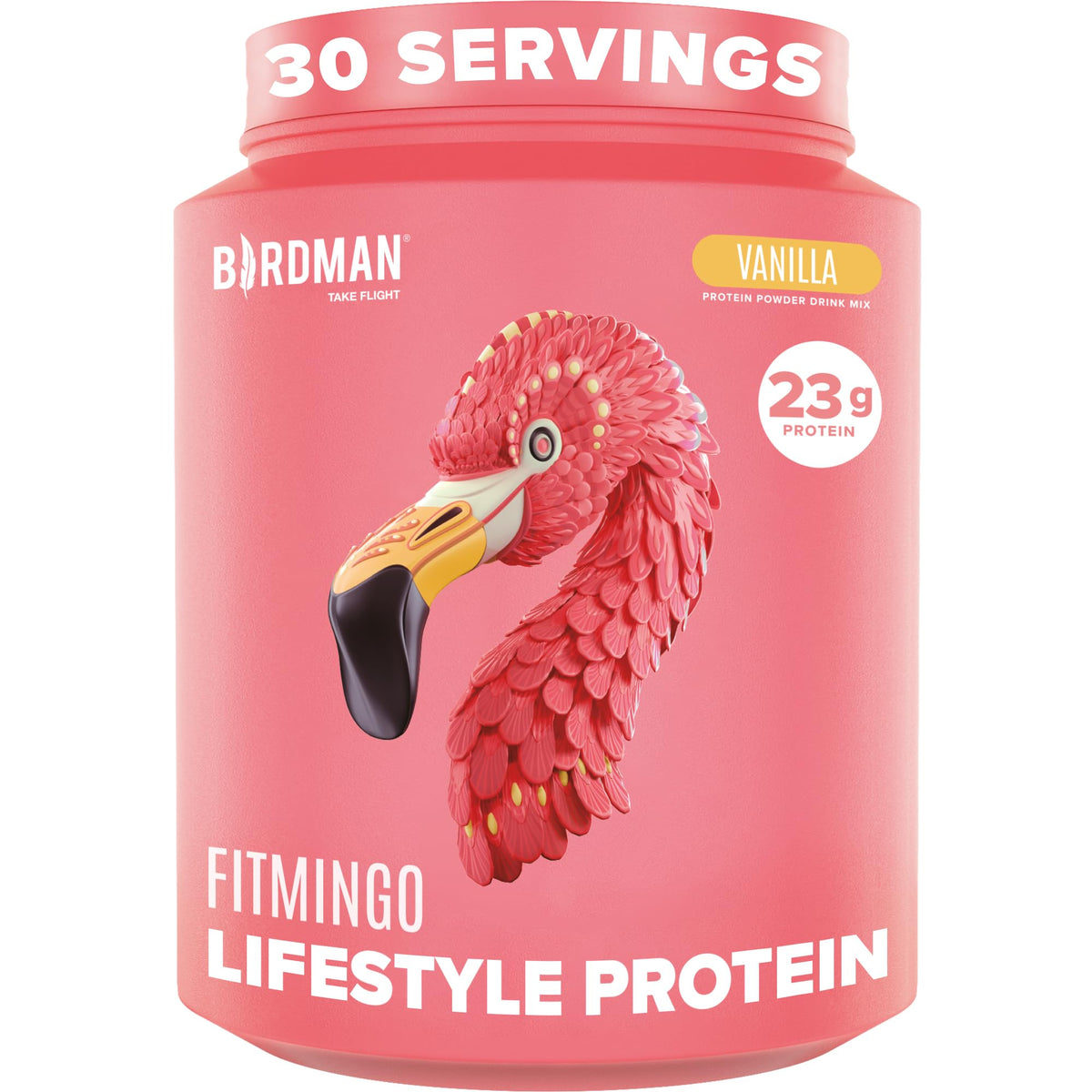 BIRDMAN Fitmingo envase frontal mostrando la marca y beneficio proteico