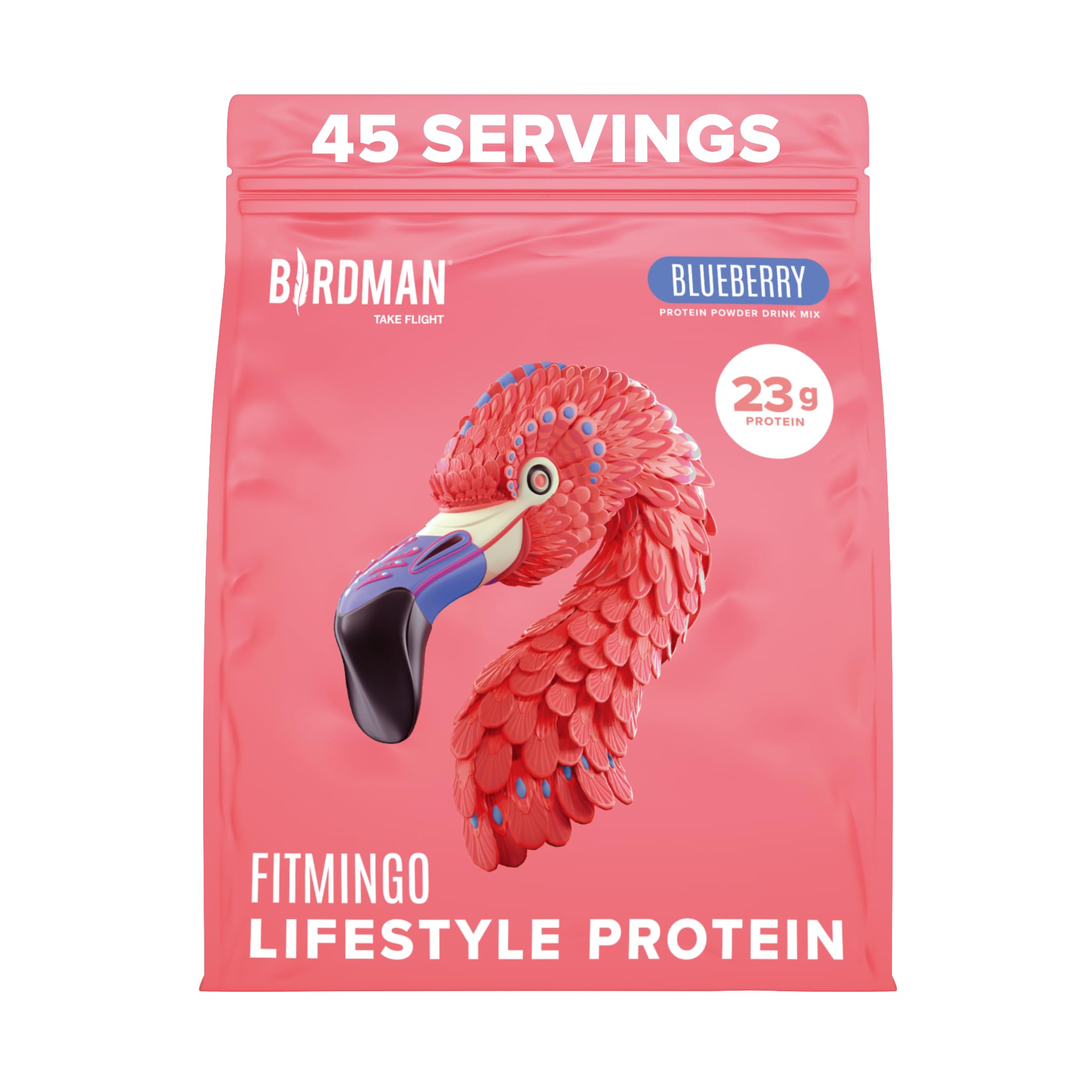BIRDMAN frasco frontal del producto mostrando etiqueta y beneficio proteico