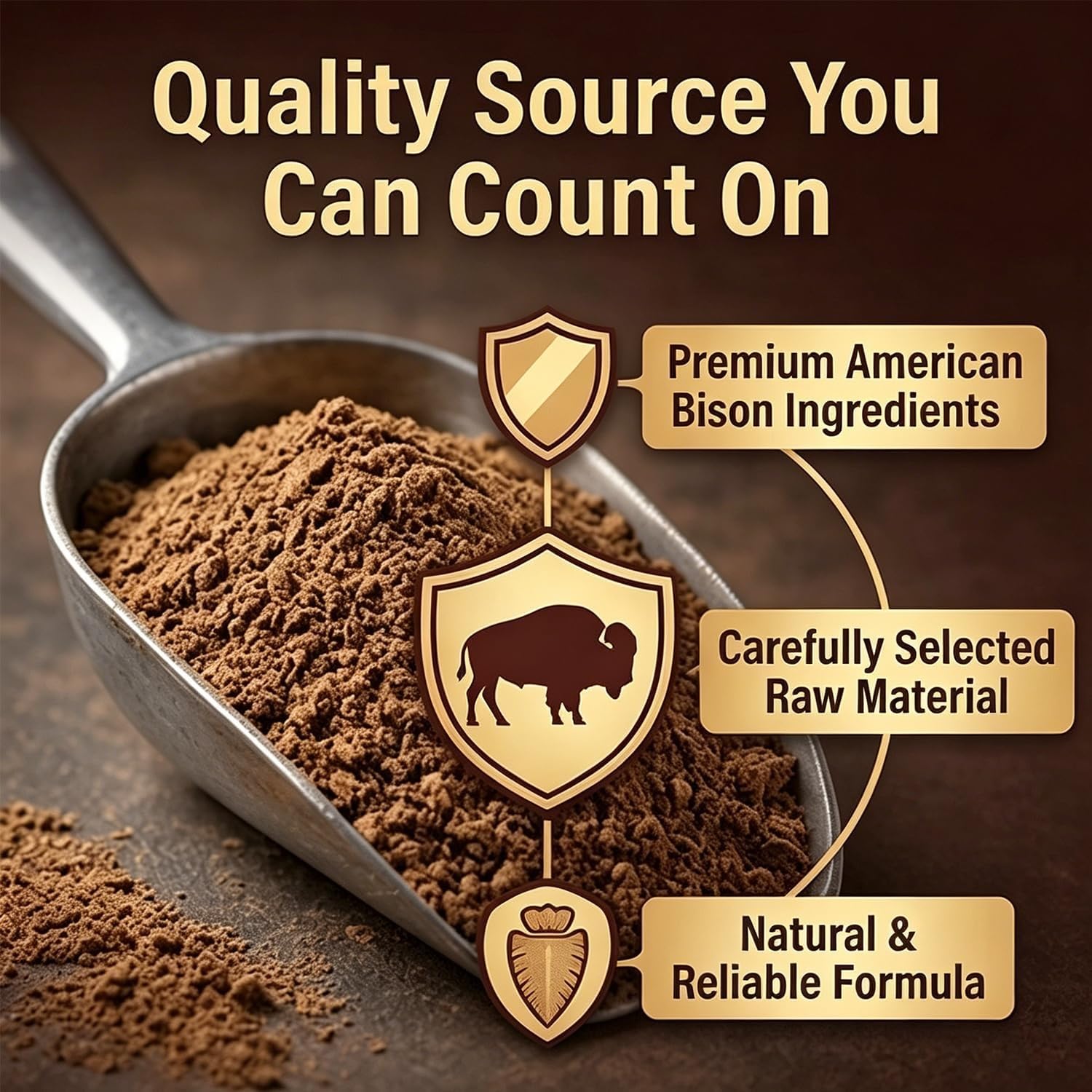 Bison Formula comparación de tamaño del frasco con una mano para escala