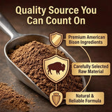 Bison Formula comparación de tamaño del frasco con una mano para escala