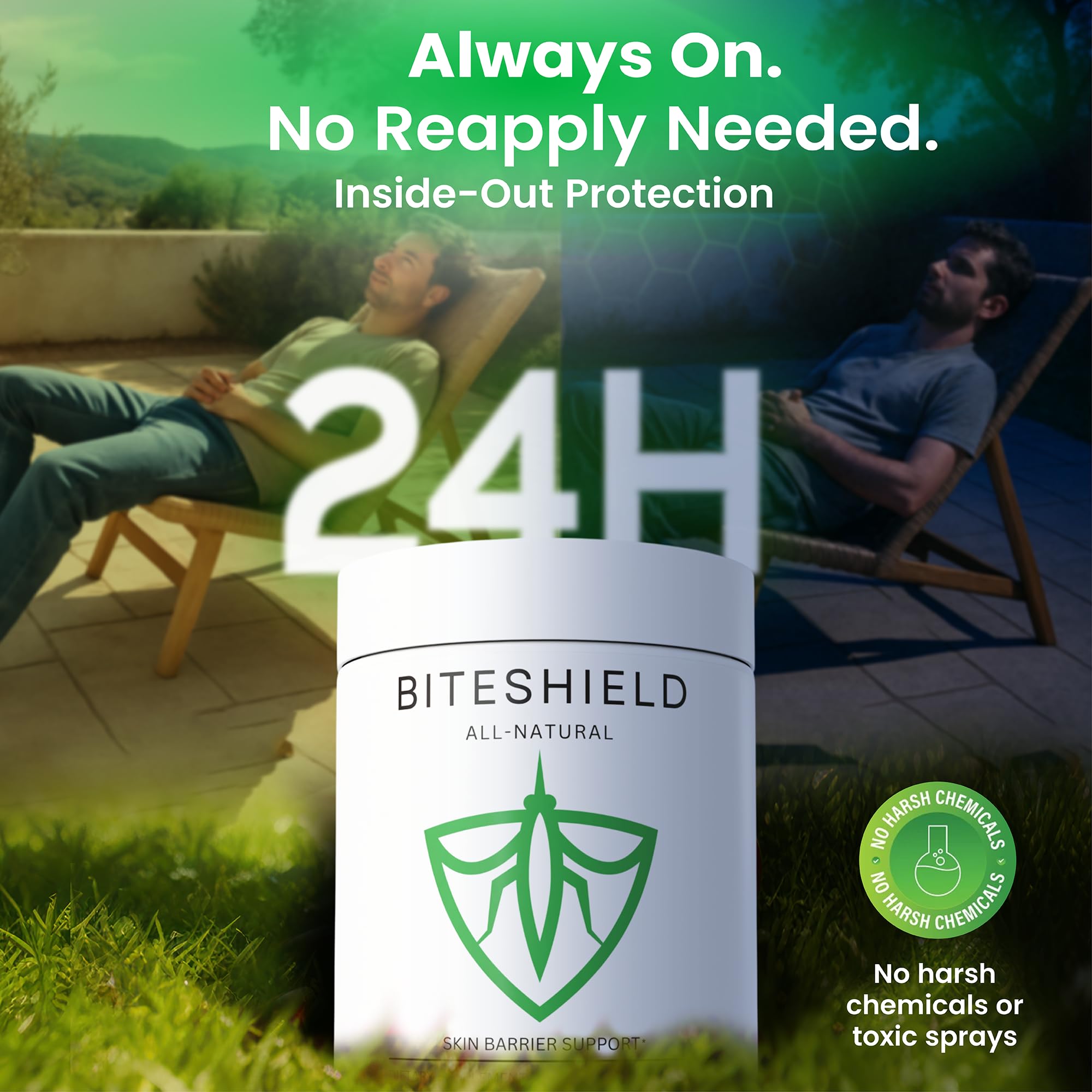 BITESHIELD cápsulas en primer plano mostrando textura y fácil ingesta