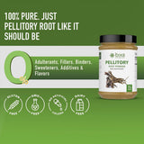 bixa BOTANICAL cucharada medidora con polvo de pellitory, visual de la cantidad en 200 g
