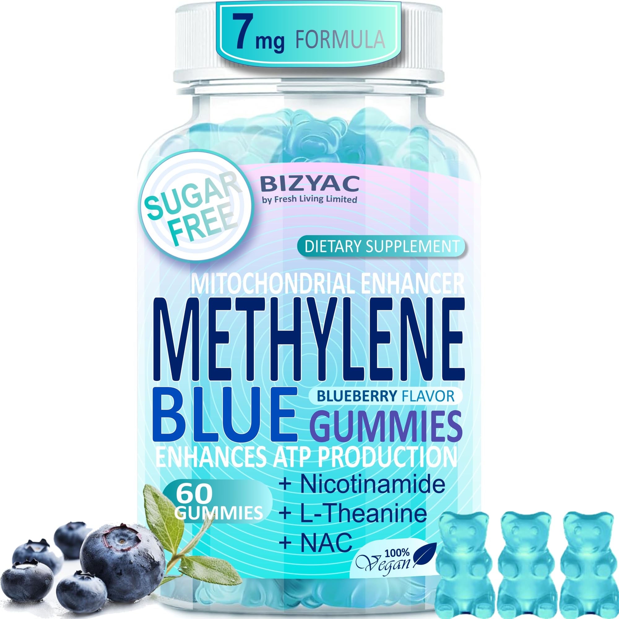 BIZYAC envase frontal de gominolas mostrando etiqueta y beneficio energético
